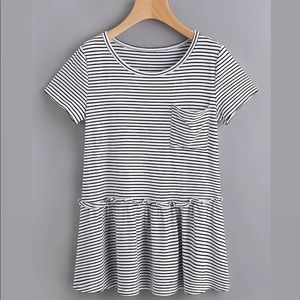 Black and White Peplum Tee